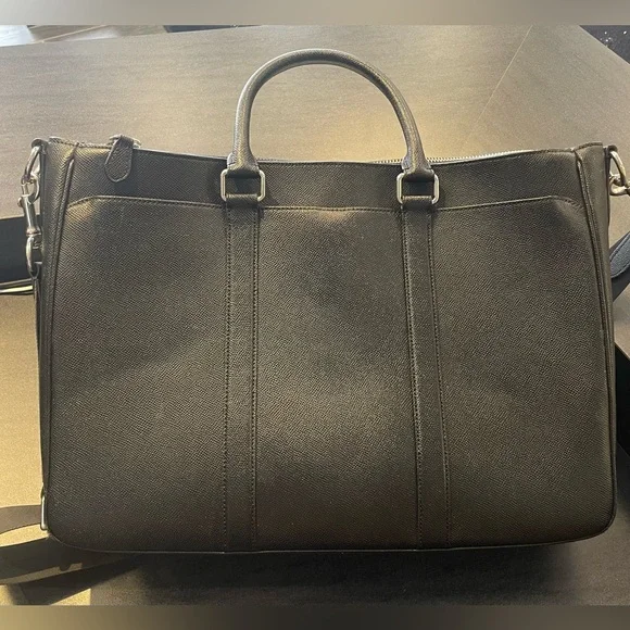 Coach Metropolitan Perry Briefcase Black Crossgrain Leather Laptop Bag Unisex - Picture 3 of 12